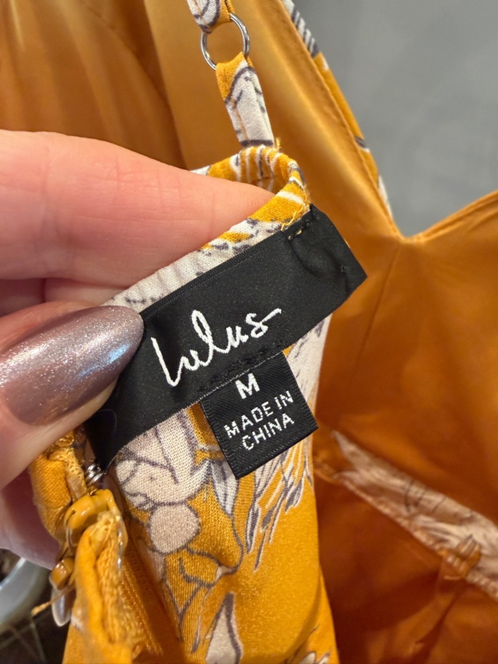 LIKE NEW Lulu's Mustard Yellow Floral High-Low Dress - Picture 8 of 8